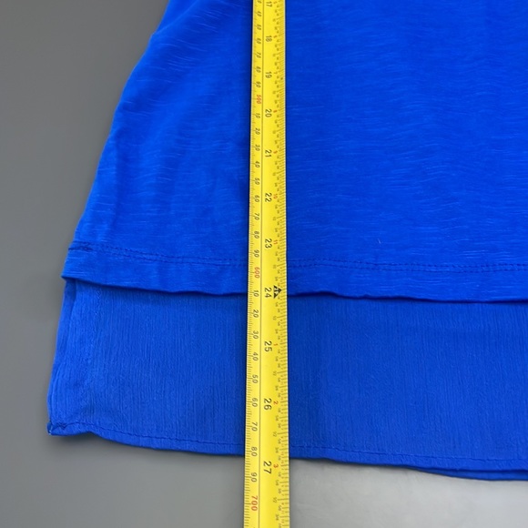 JM Collection Blouse sleeveless blue w/silver embroidery V-neck 100% cotton Sz S - Picture 7 of 11